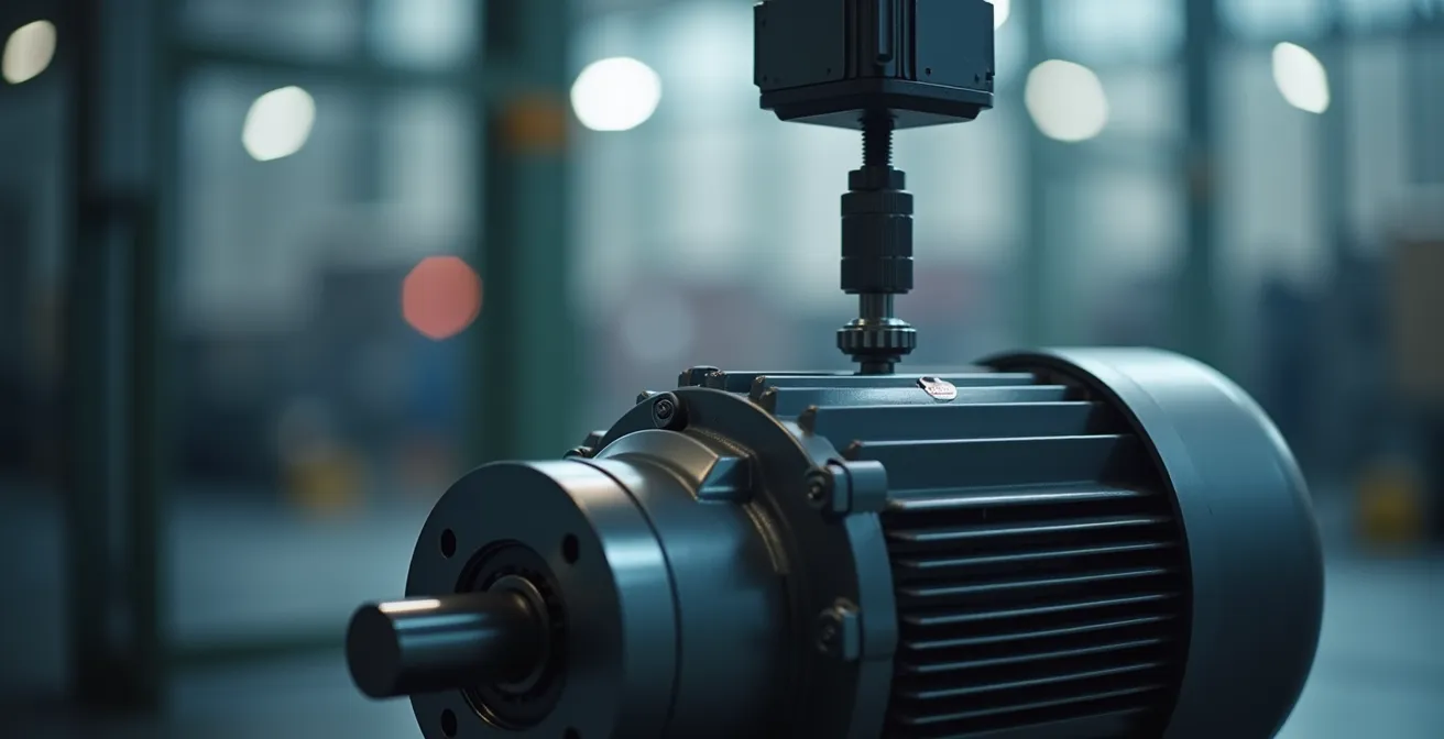 Installation d'un capteur d'analyse vibratoire sur un roulement de machine industrielle