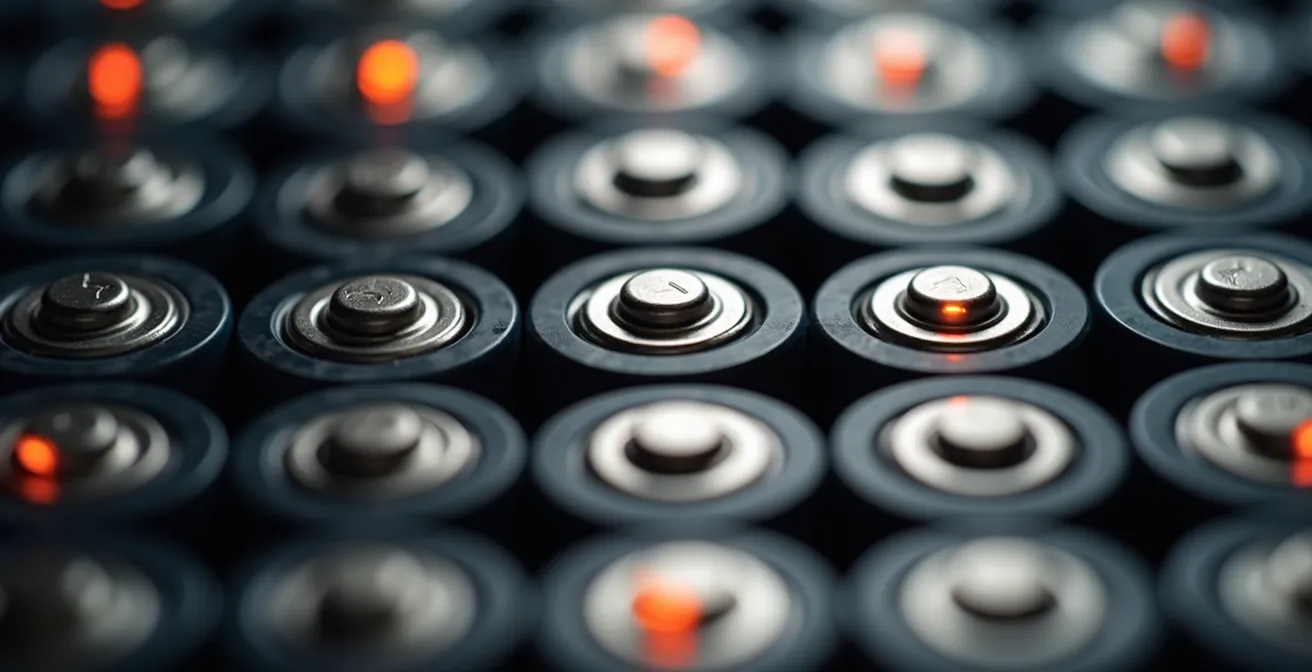 Rangée de batteries d'outils électroportatifs uniformisées dans un système de charge organisé